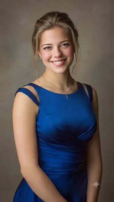 Professional Portrait of Woman in Blue Gown
