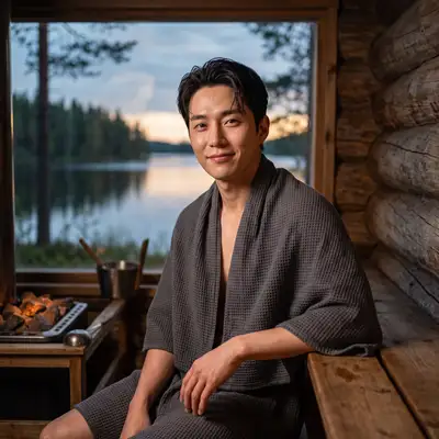 Ultra Realistic Korean Pop Idol in Finnish Sauna Portrait