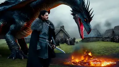 Jon Snow and Dragon Fire Attack Video Prompt