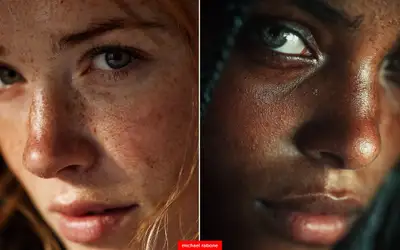 Realistisches Hautstruktur-Porträt - afroamerikanisches Beispiel