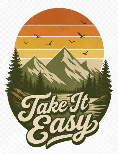 Retro vector landscape design for streetwear apparel