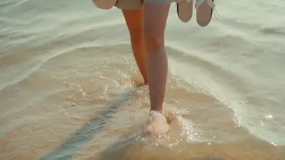 Jeju Island MiniDV Beach Walk Video Prompt