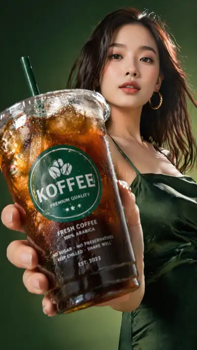 Iced coffee commercial ad with Korean influencer
