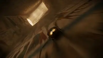 Scarab Beetle Escape Through Collapsing Tomb