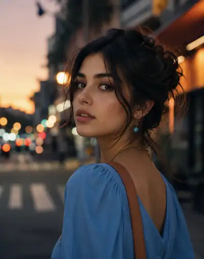 Cinematic Portrait of Woman at Dusk