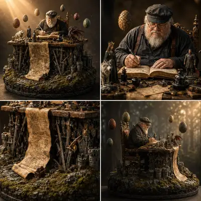 Author's World Diorama: 2x2 Grid Visualization