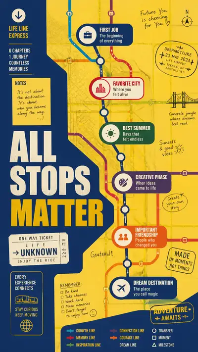 All Stops Matter subway map life-journey poster prompt