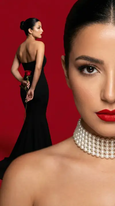 Vogue Editorial Portrait with Red Rose
