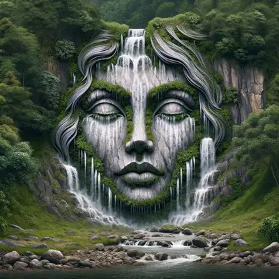 Waterfall Shapes Photorealistic Prompt