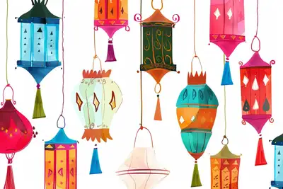Ramadan Lanterns in Jon Klassen Style