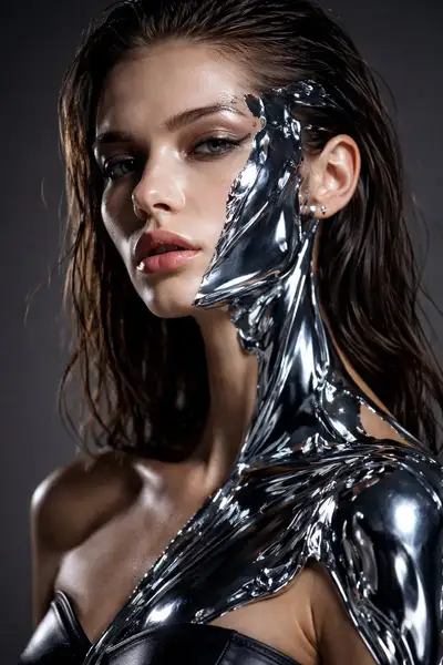 Liquid Chrome Fashion Portrait