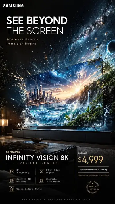 Samsung Infinity Vision 8K TV immersive campaign poster