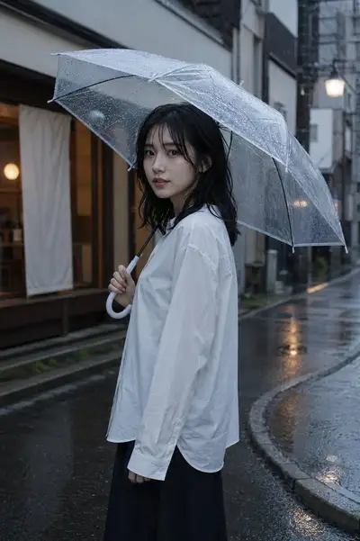 Cinematic Rainy Japanese Street Portrait