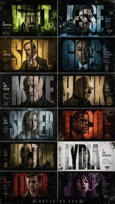 Breaking Bad character grid poster (Chinese prompt)