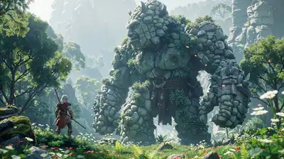 Mythical Giant in Serene Landscape - MidJourney Prompt