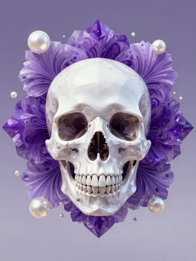 Crystal skull interdimensional polygon bloom art