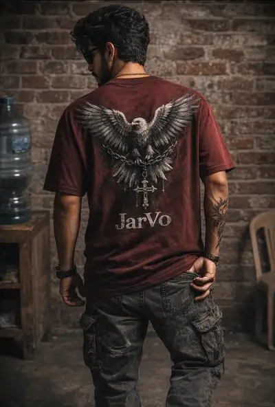 Prompt de portrait de dos streetwear avec graphisme d'aigle