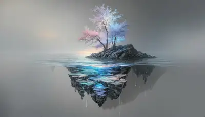 Surreal Floating Island Desktop Wallpaper