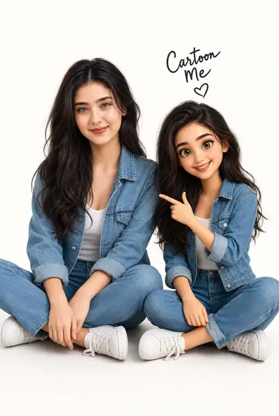 Cartoon Me: Realistic Self Beside 3D Pixar Twin