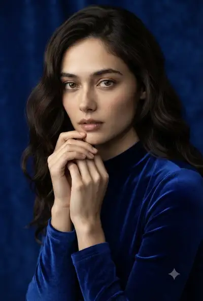 Cinematic Velvet Blue Portrait