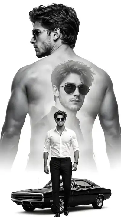 Schwarz-weißes Doppelbelichtungs-Filmposter mit Nano Banana