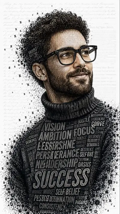 Typographic Portrait with Motivational Words