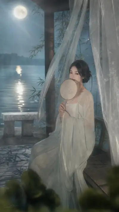 Moonlit Pavilion Editorial Portrait Prompt