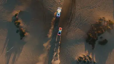 Desert Rally Convoy Drone Shot