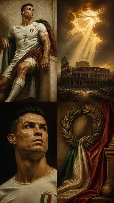 Italy Renaissance oil-painting football collage