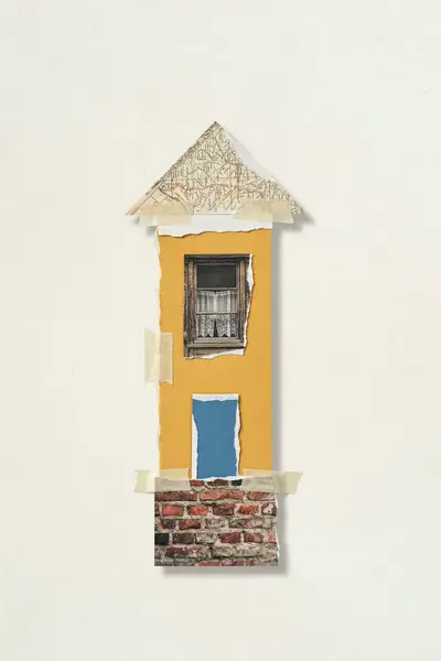 Paper Collage House Poster with Typography