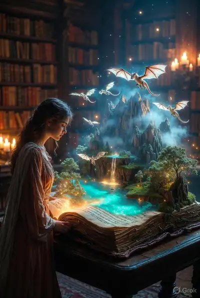 Magical Spellbook Fantasy Scene
