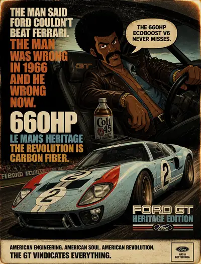 Ford-GT-Poster im Black-Dynamite-Animationsstil