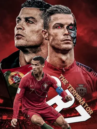 Epic Cyberpunk Football Poster of Ronaldo