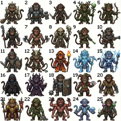 Pixel Art Concept Screenshot with Grid Characters