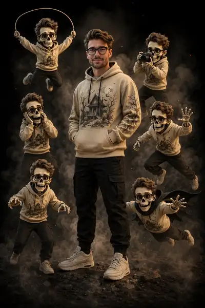 Indian man with skeleton versions poster