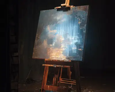 Unfinished Painting Dissolving into Code