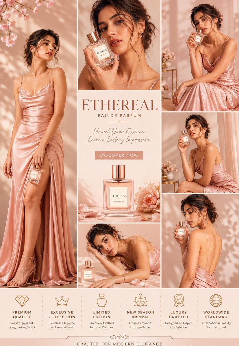 Luxury fashion advertisement collage template