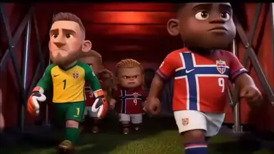 Animación de caricatura futbolística 3D estilo Pixar de Haaland
