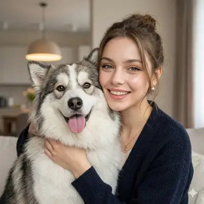 Photorealistic Candid Portrait with Dog