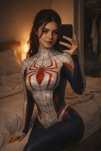 Photorealistic Spider-Suit Mirror Selfie