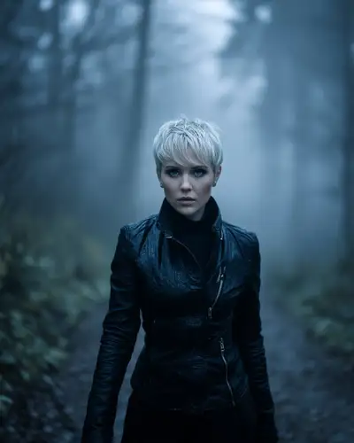 Gothic Woman in Fog Portrait