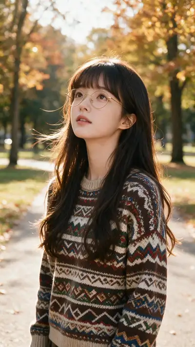 Photorealistic Portrait of Young Woman in Nordic Sweater