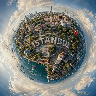 Sphärisches Mini-Planet-Panorama jeder Stadt