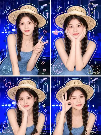 K-pop Photo Card Four-Panel Portrait Prompt