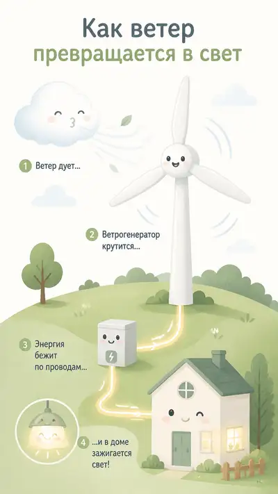 How Wind Becomes Light Turbine Infographic