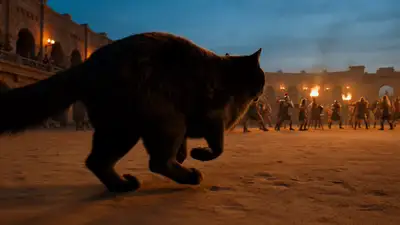 Sumo Dohyo Cat Chase Cinematic Shot