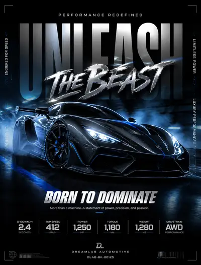 Supercar advertising poster, Unleash The Beast