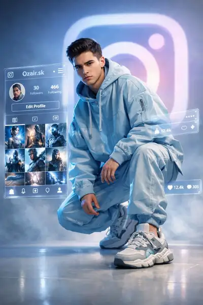 Hyper-Realistic 3D Cinematic Streetwear Render with Holographic UI