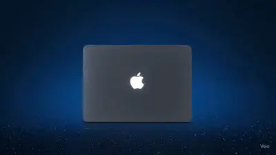 Apple MacBook Ad with Aurora and Surfer