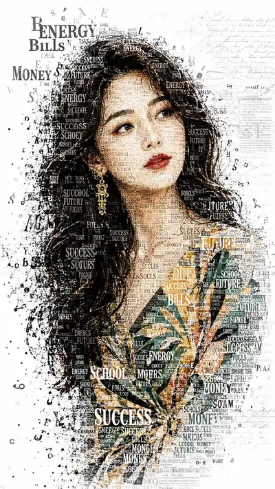 Typographic Portrait of a Young Woman